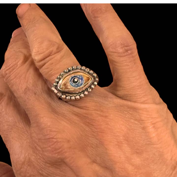 Laura Stamper Design - Wholesale Cocktail/Statement Ring - Cloisonné Evil Eye Ring4