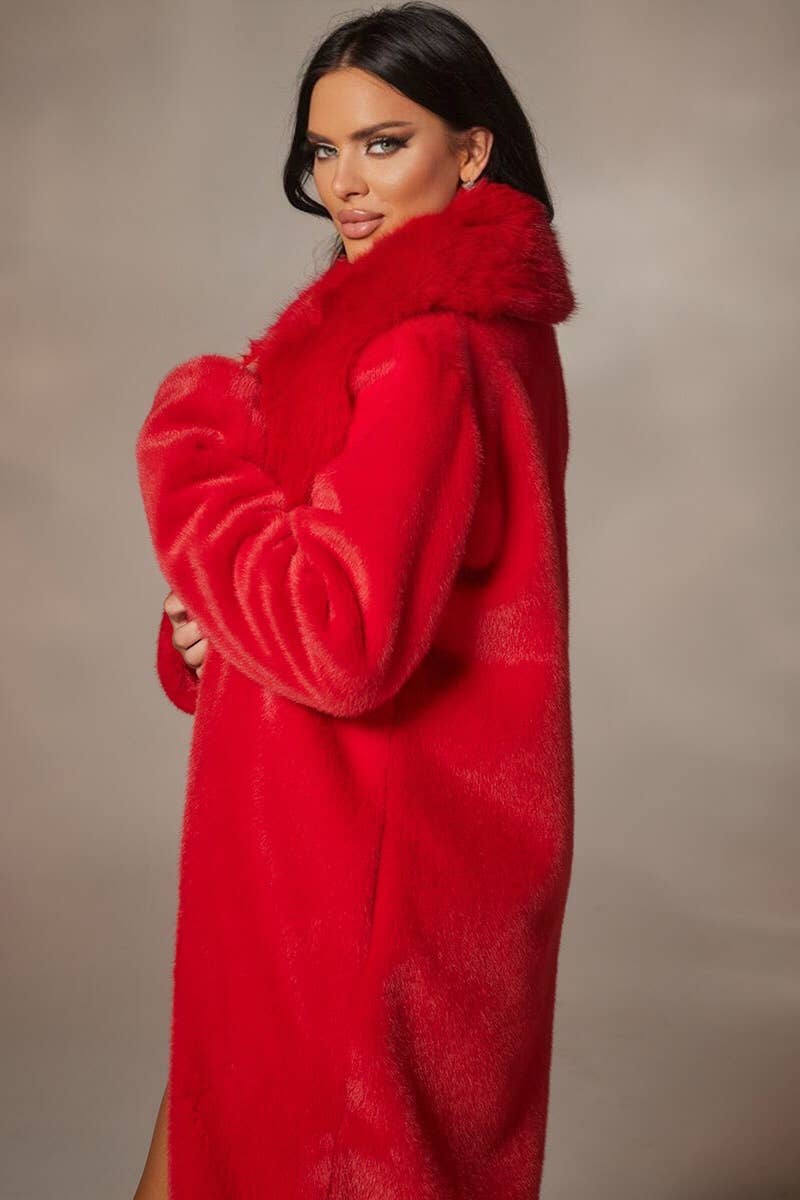 WFFS - Wholesale Coat - Women's - Faux Fur Long Coat with Pockets10