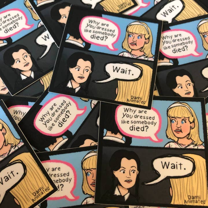 DamiAnimated - Wholesale Sticker - Wednesday Addams Family | 2" Waterproof Vinyl Comic Sticker2