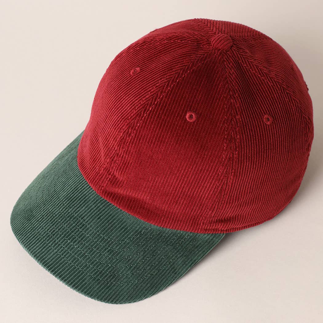Fashion City - Wholesale Baseball Cap - Unisex - Corduroy Two-Tone Adjustable Baseball Cap42
