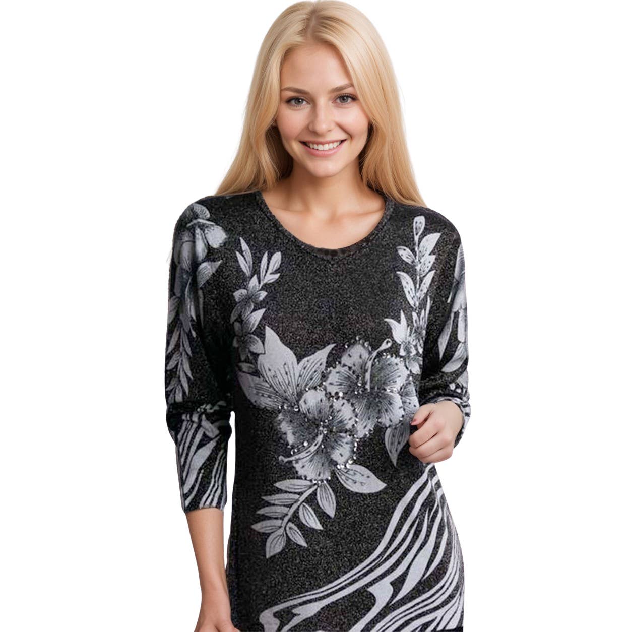 The Magic Scarf Company - Vente Chemisier – femme - 1227 - Hauts à manches longues perlés16