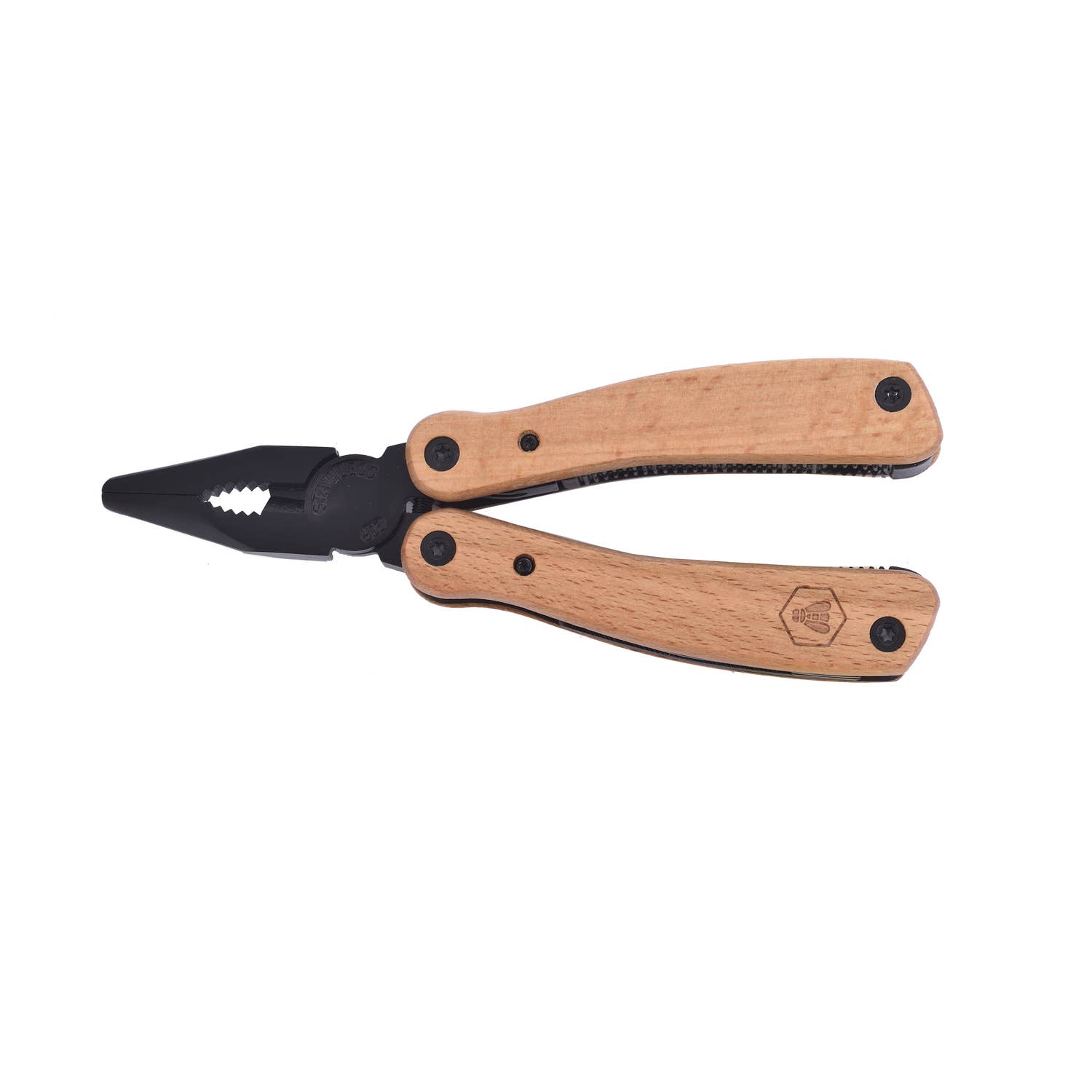 Laguiole – wholesale Handy tool – Laguiole Black Metal Multi-tool Pliers in Beech Wood2