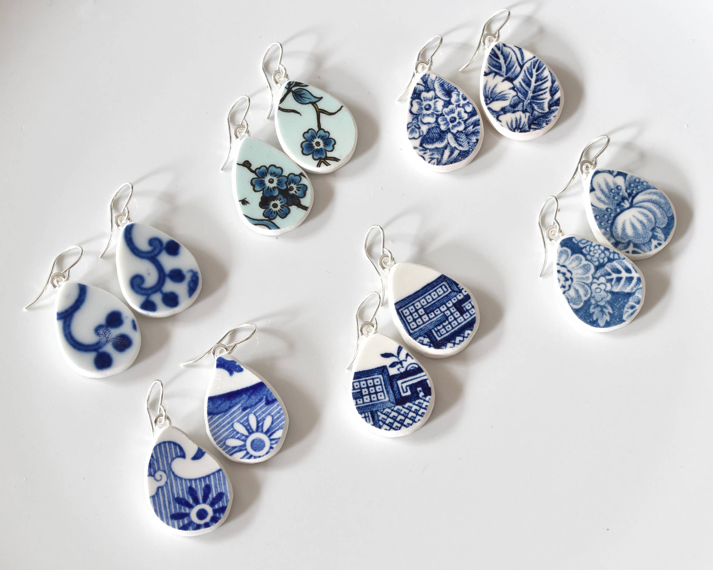 The Broken Plate Pendant Co - Wholesale Dangle Earrings - Broken Plate Dangle Earring - Teardrop Shape2