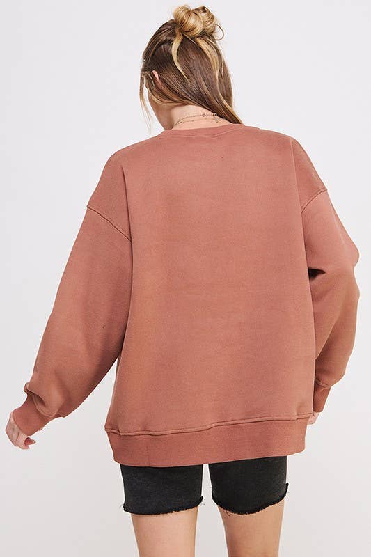 JADE BY JANE - Vendita all'ingrosso Felpa - Donna - Felpa oversize a maniche lunghe con scollo rotondo tinta unita10