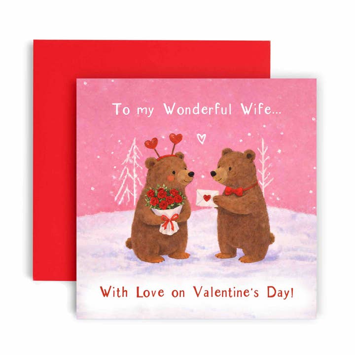 Wonderful Wife Bear Happy Valentine’s Day Card for wholesale by Huxters