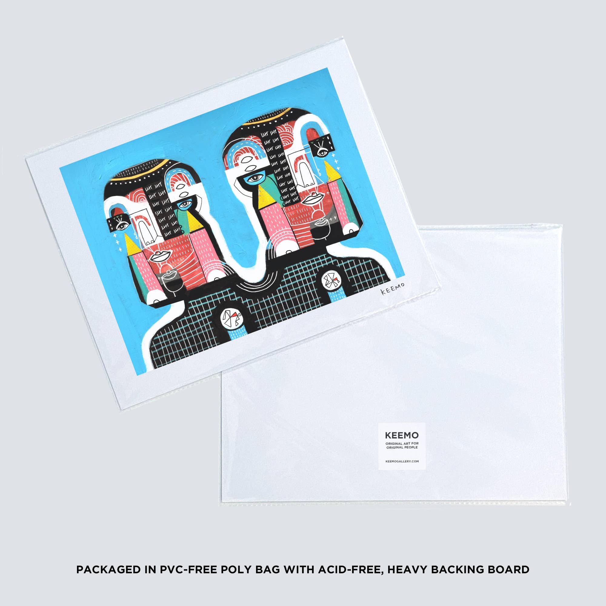 Keemo Gallery - Wholesale Art Print - Love Colorful Modern Art Print Lover Couple Blue Friend4