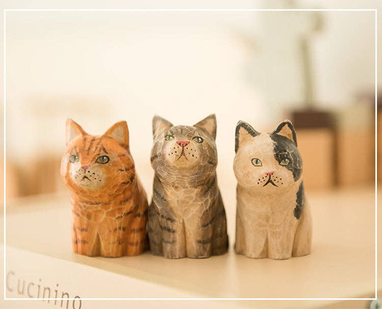 Gohobi （We cover U.S. import duties） - Wholesale Decorative Figurine - Gohobi Handcrafted Wooden Vintage Cat Ornament7