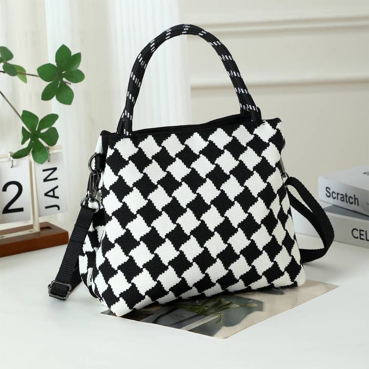 Square - Fabric top handle crossbody bag for wholesale by Shine Mark Accessories