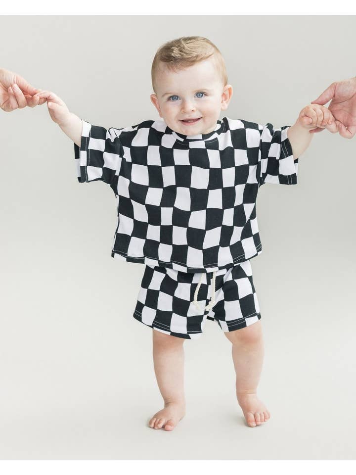 Lucky Panda Kids - Wholesale Top & Short Set - Kids - Shorts Set | Wavy Checkered