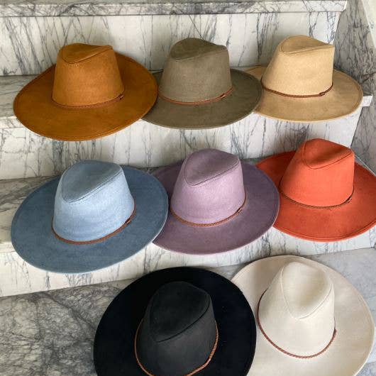 Love and Thyme - Wholesale Fedora - Women's - Best Seller! Vegan Suded Panama Hat with Faux Suede Braid Ba