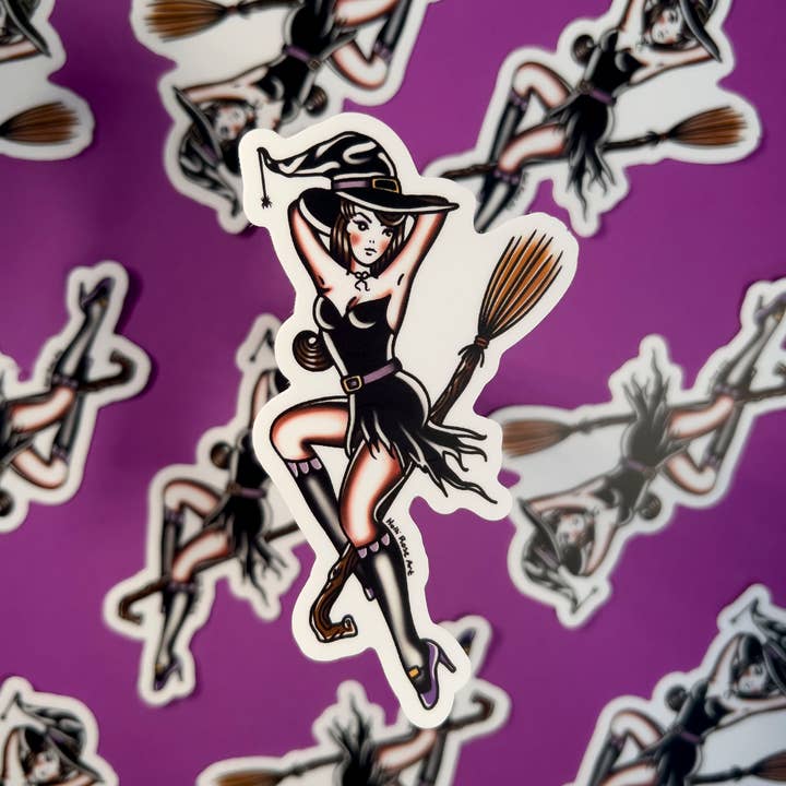 Holli Rose Art - Wholesale Sticker - Witch American Traditional Sticker2