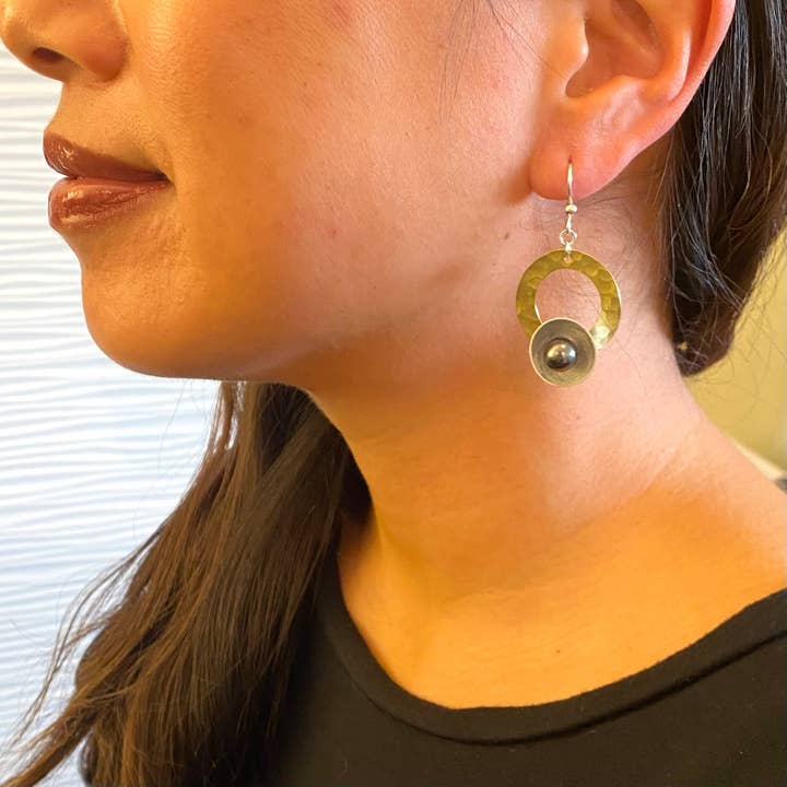 TIDE Popular Mixed Metal Dangle Earrings with Metal and Accent Bead Options from the SCULPTURAL Collection for wholesale by Chick Boss LLC