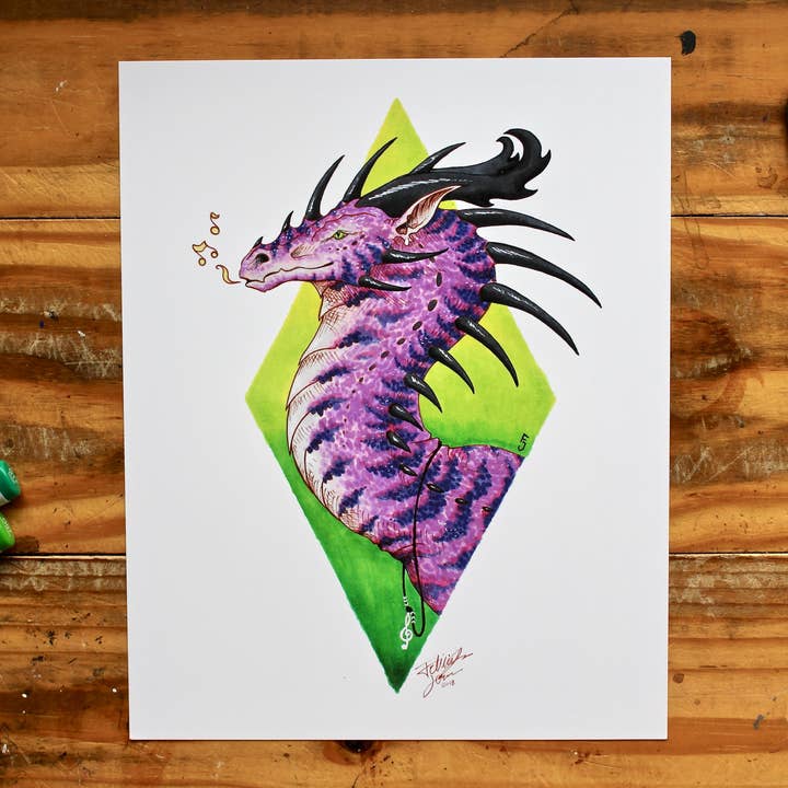 Stampa d'Arte Fine - Drago della Giungla Viola Fischiante per la vendita all'ingrosso da parte di FJ Creations