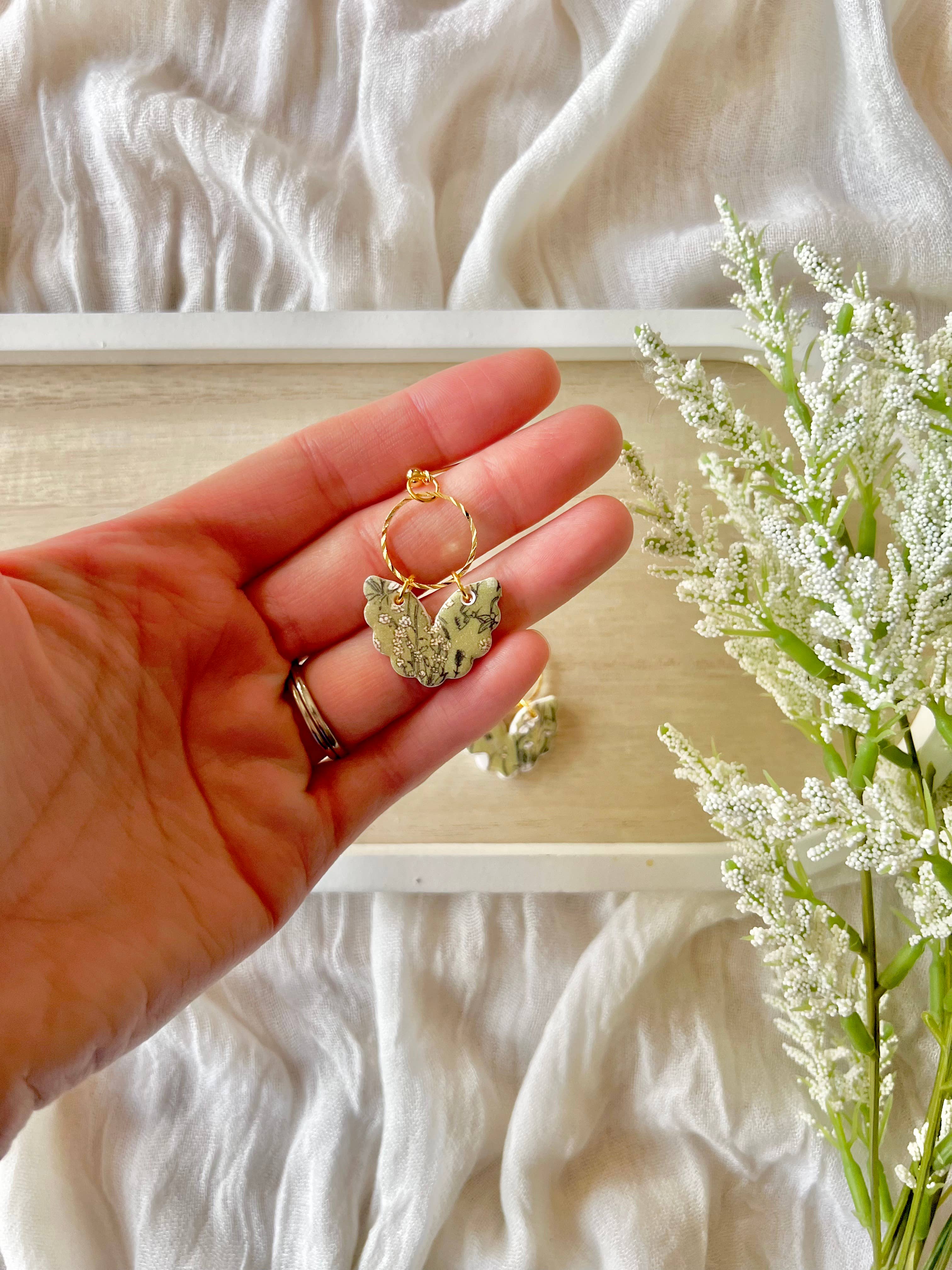 SeizeTheClayJewelry - Wholesale Dangle Earrings - Green Garden Earrings, Flower Clay Earrings3