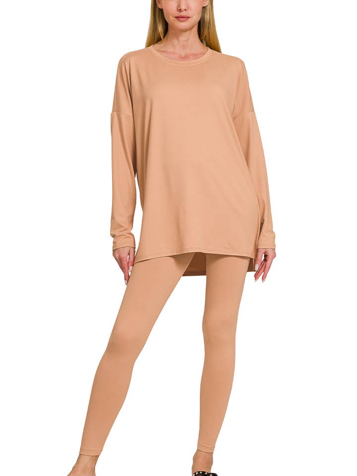 1208 Brushed Dty Microfiber Loungewear 2pc Set SI-23572 for wholesale by 42POPS