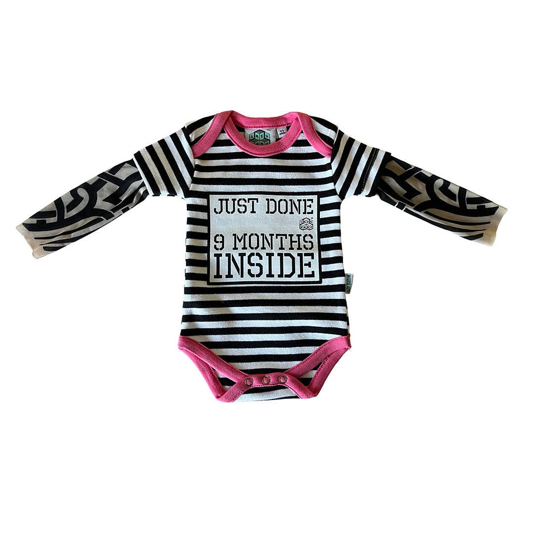 Lazy Baby® – wholesale Bodysuit (non-footed) – Baby – Just Done 9 Months Inside® Baby Tattoo Sleeve Stripy Vest3