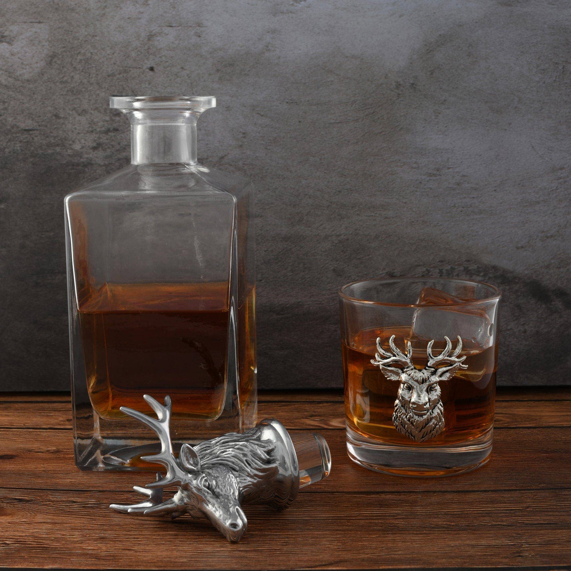 Arthur Court - Wholesale Decanter - Elk / Deer Bust Decanter Set with Glasses1