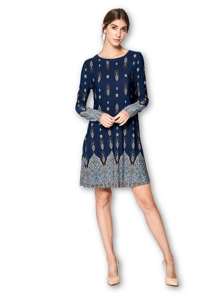 Made in USA - Langärmliges modernes Tunika-Kleid für den Großhandel von LKLUV