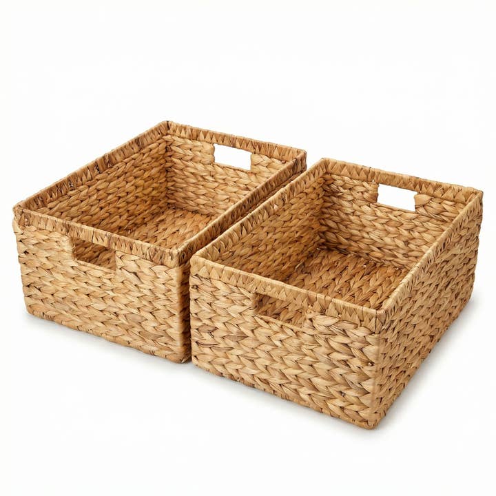 DEILSY™ Natural Water Hyacinth Wicker Storage Basket, 2 Pack for wholesale by DEILSY