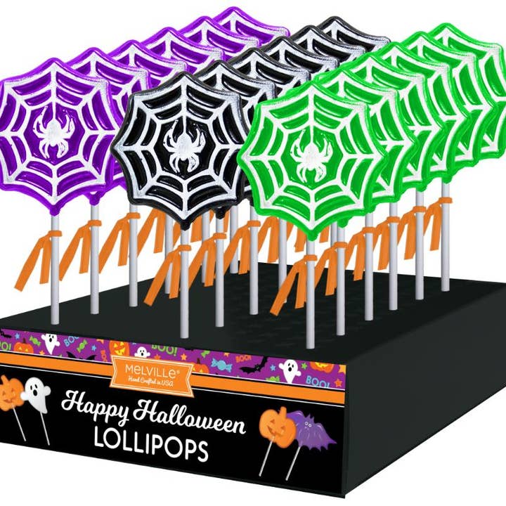 Sucettes Toile d'Araignée Givrées - Assorties pour la vente par Melville Candy Company