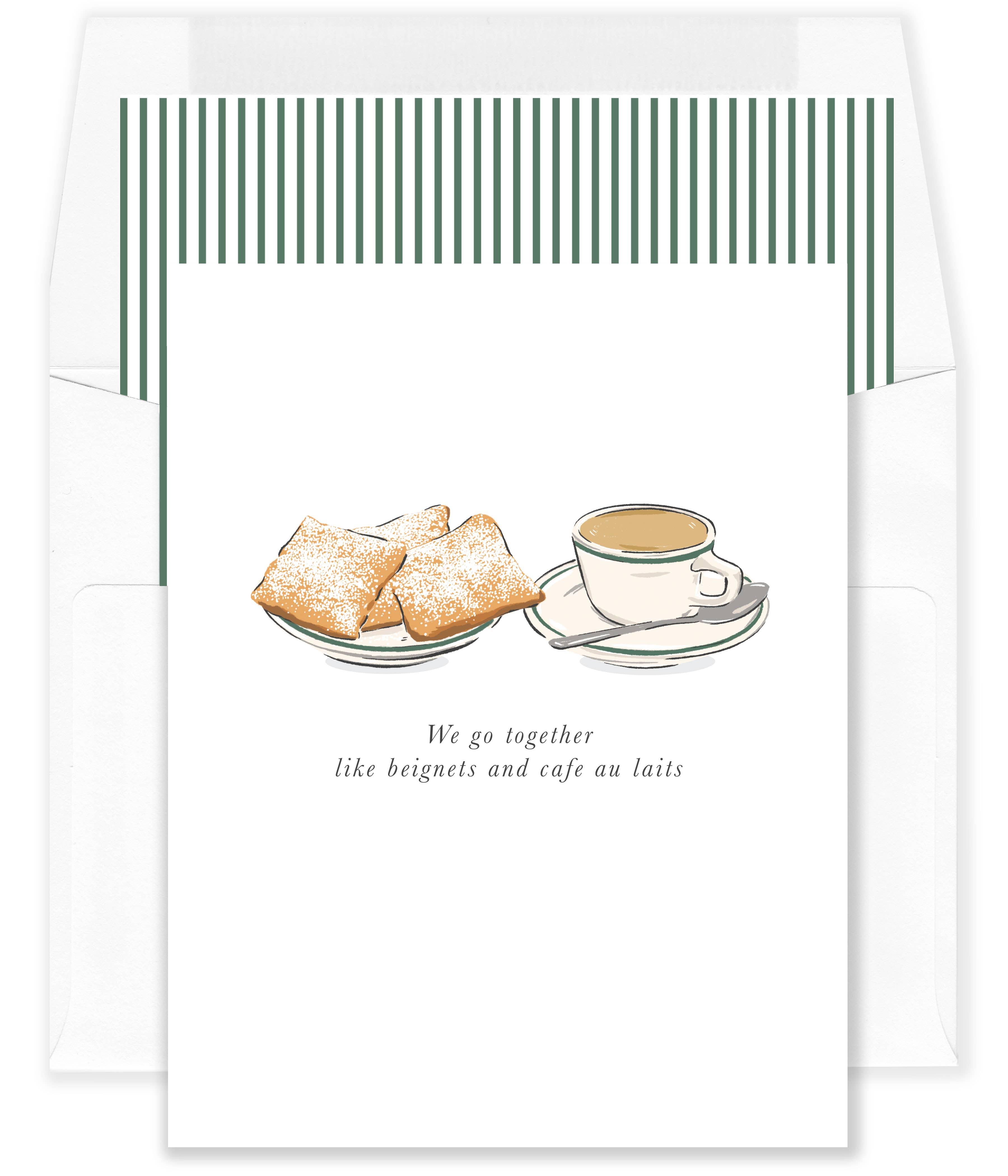 The Grove Street Press - Wholesale Everyday Greeting Card - We Go Together Like Beignets and Cafe au Laits0
