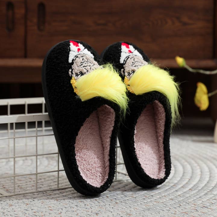 Black CREATIVE YELLOW HAIR FUN COTTON SLIPPERS_CWSHS0862 for wholesale on Faire