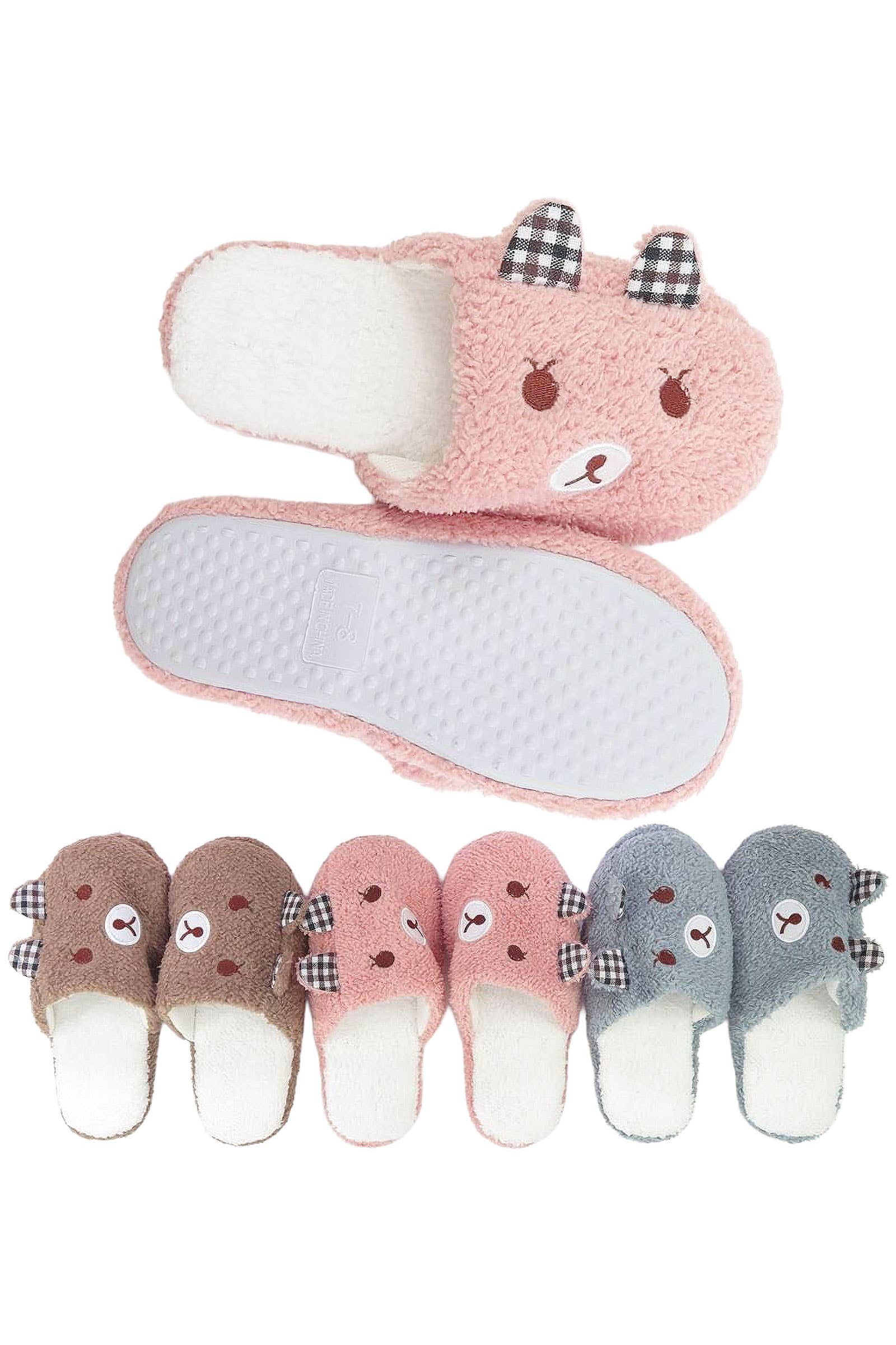 DIVERSE Teddy Bear Fuzzy Fleece Foam Lounge Tofflor för wholesale på Faire0