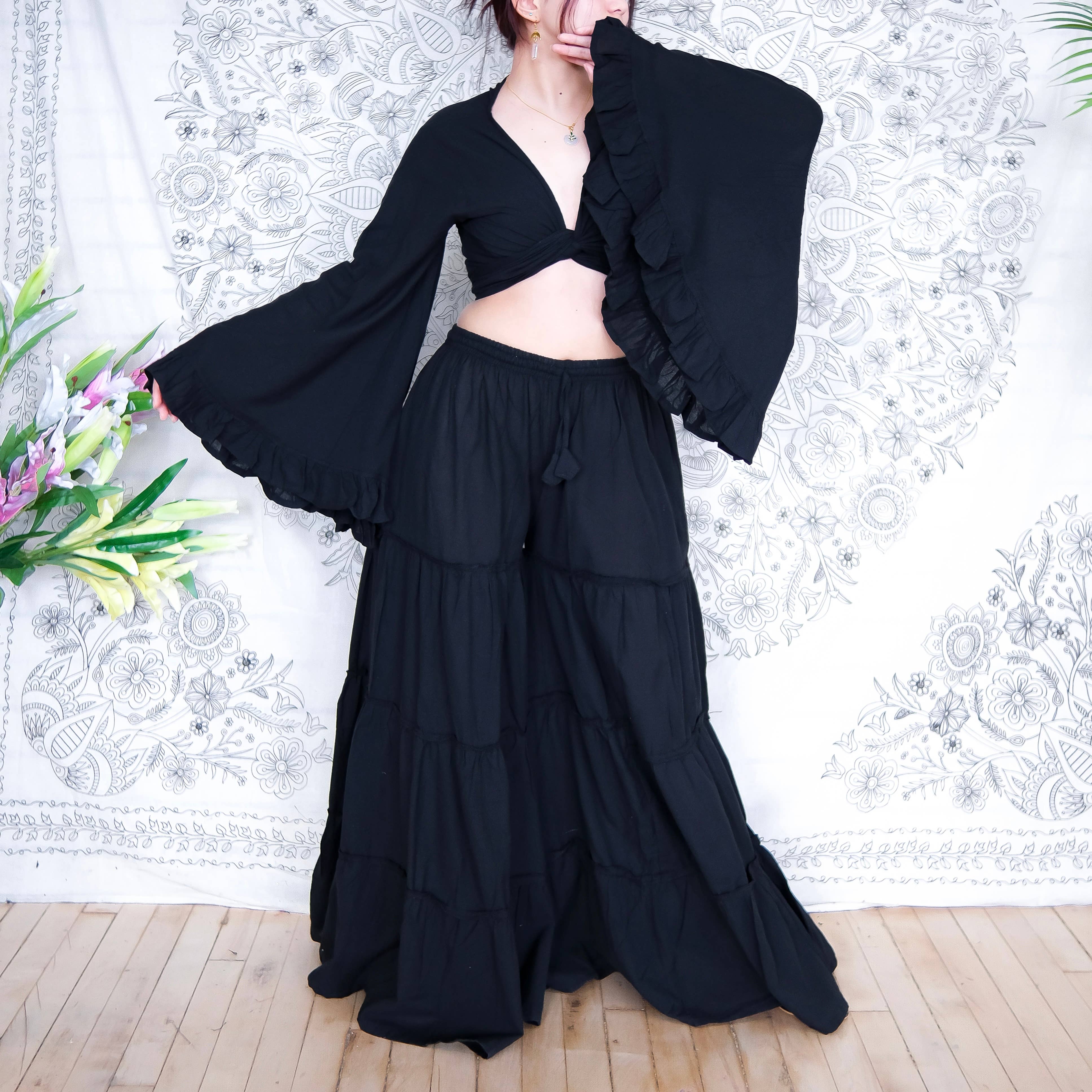 Karma Nepal Crafts - Wholesale Top & Pant Set (NOT Loungewear) - Women's - Cotton Flowy Tiered Pant with Ruffle Sleeve Set0