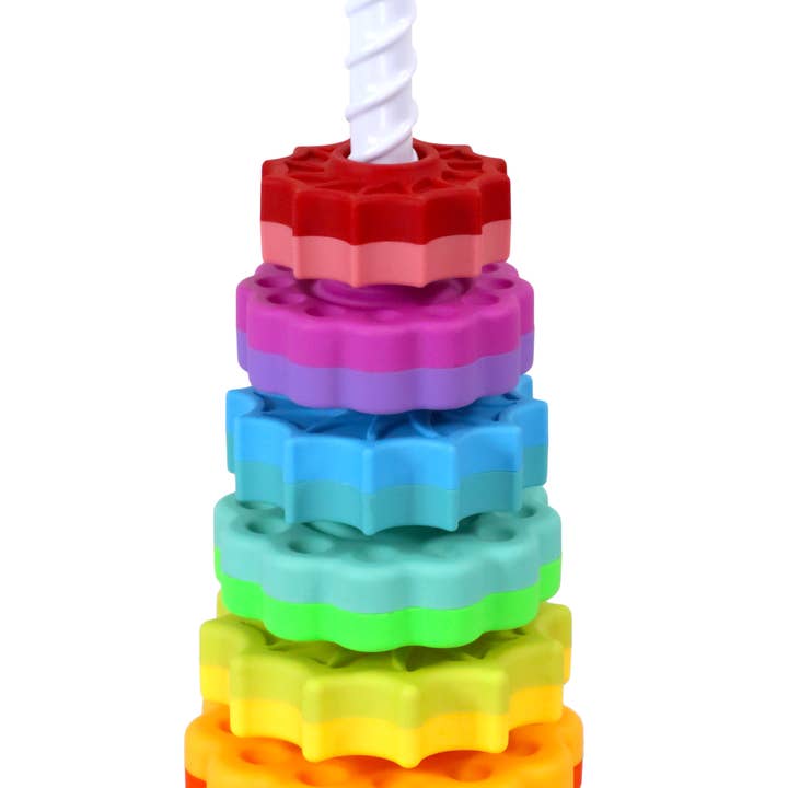 Regal Games - Wholesale Stacking Rings Game - Baby - Rainbow Gears Spin Tower
