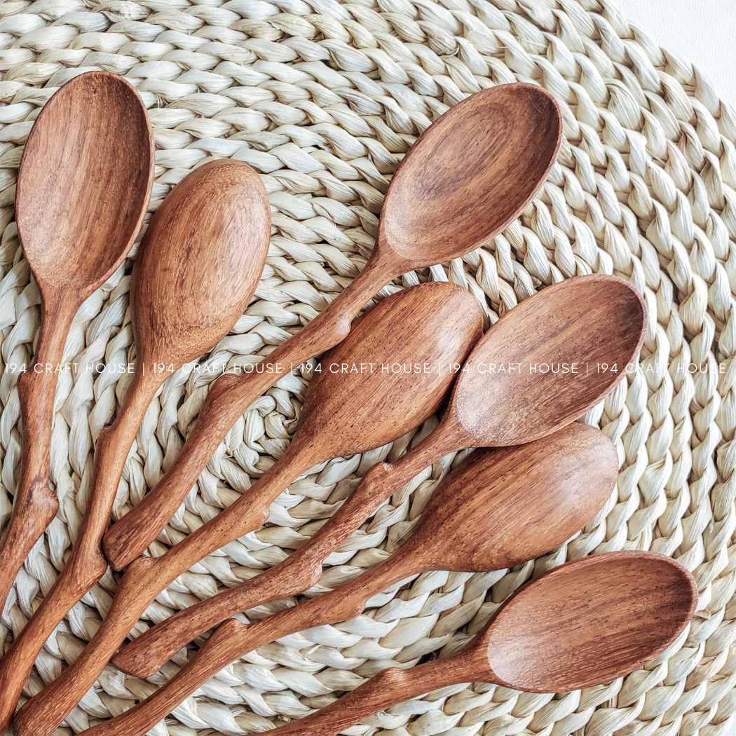 194 Craft House - Venta al por mayor Utensilio para servir - Cuchara de madera con mango de rama, utensilios de cocina6
