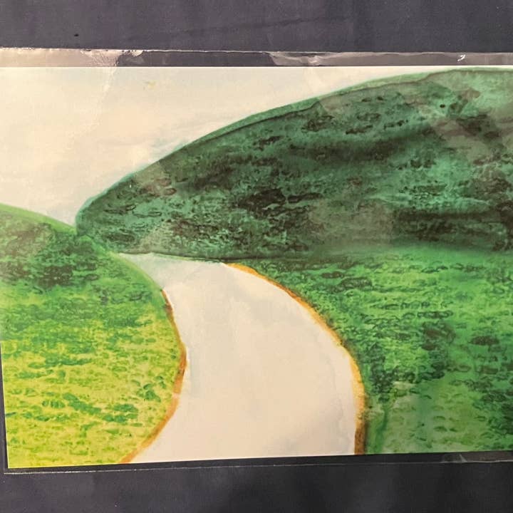 Hills & River 5x7 Watercolor and Acrylic Art Print for wholesale by The Jack Dabbler