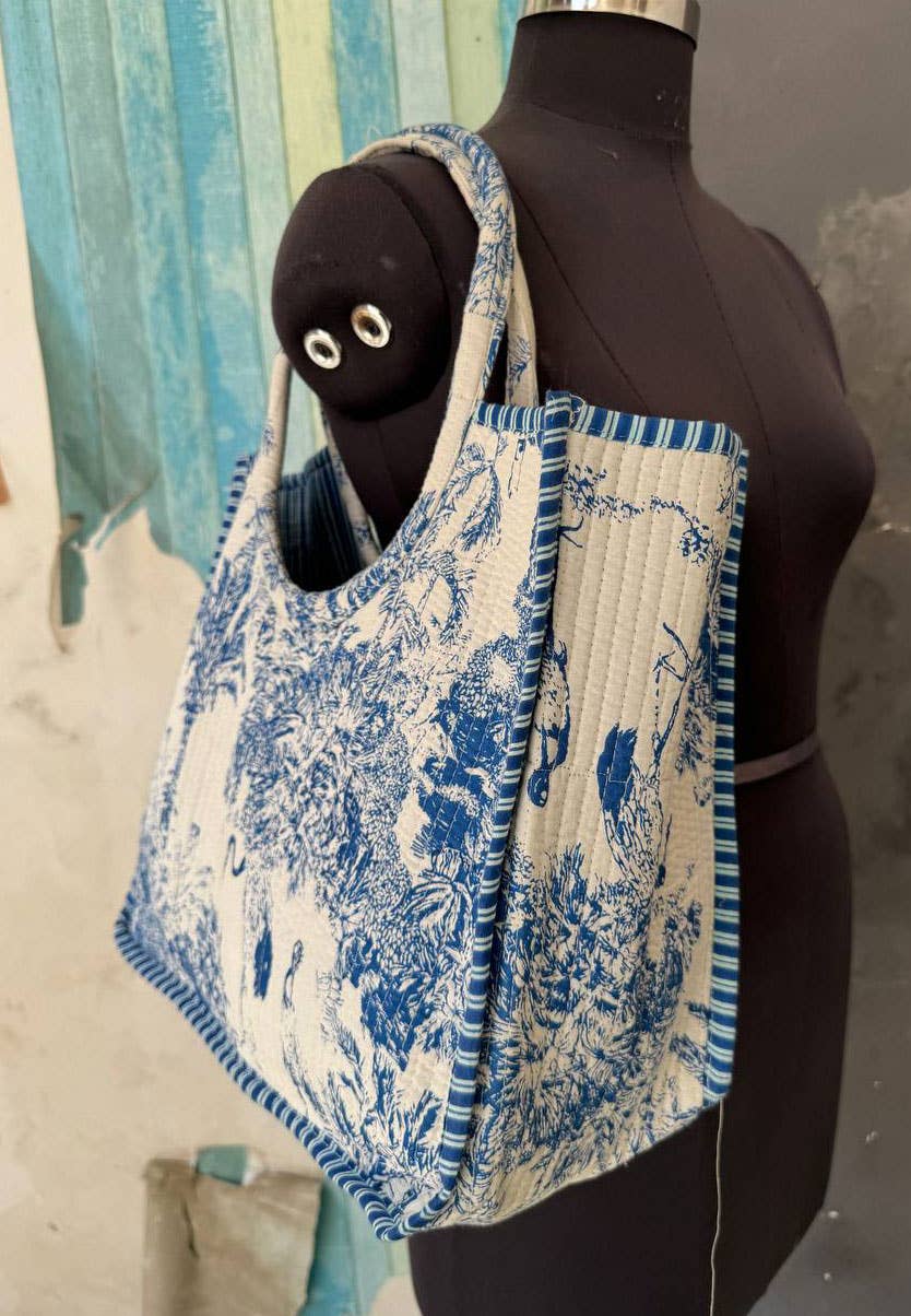 bhavnas boutique – Sacola - Mulher por atacado – Bolsa de Algodão Estampada e Acolchoada - Sacola de Compras0