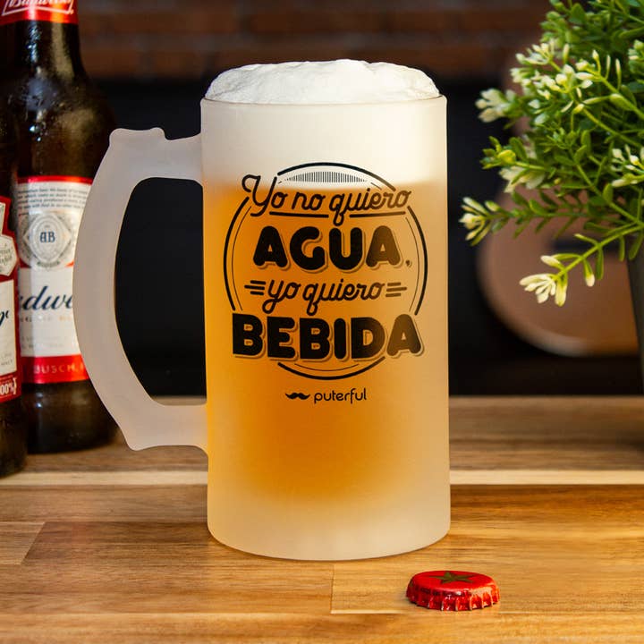 Puterful - Venta al por mayor Jarras de cerveza - Jarra Cerveza 500ml - Yo no quiero agua