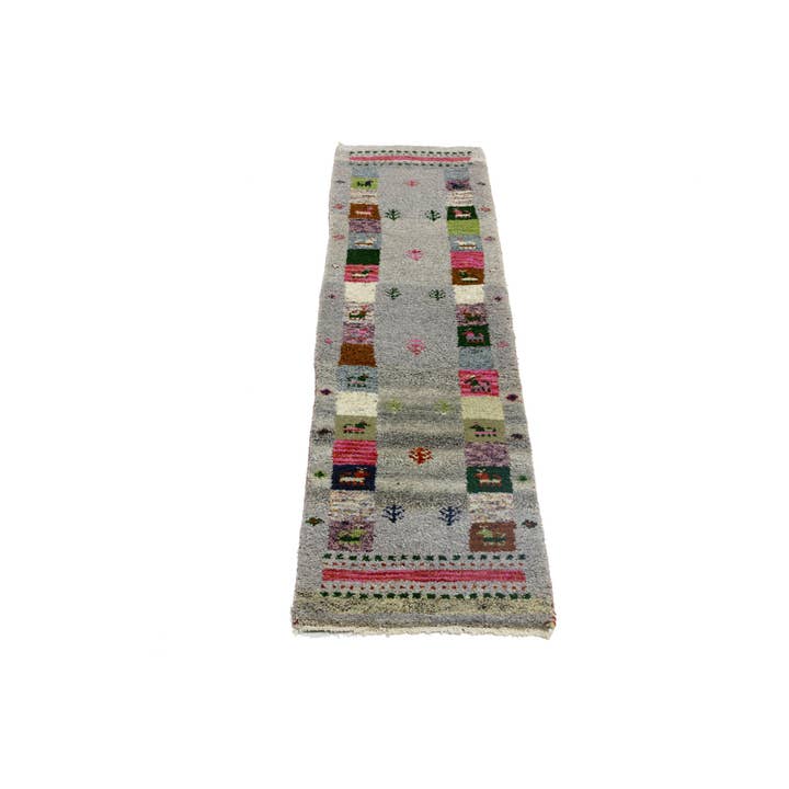 Tapete moderno Grey 1'5X6 Tribal Indo-Gabbeh | Oriental Natural por atacado de Magic Rugs Inc.