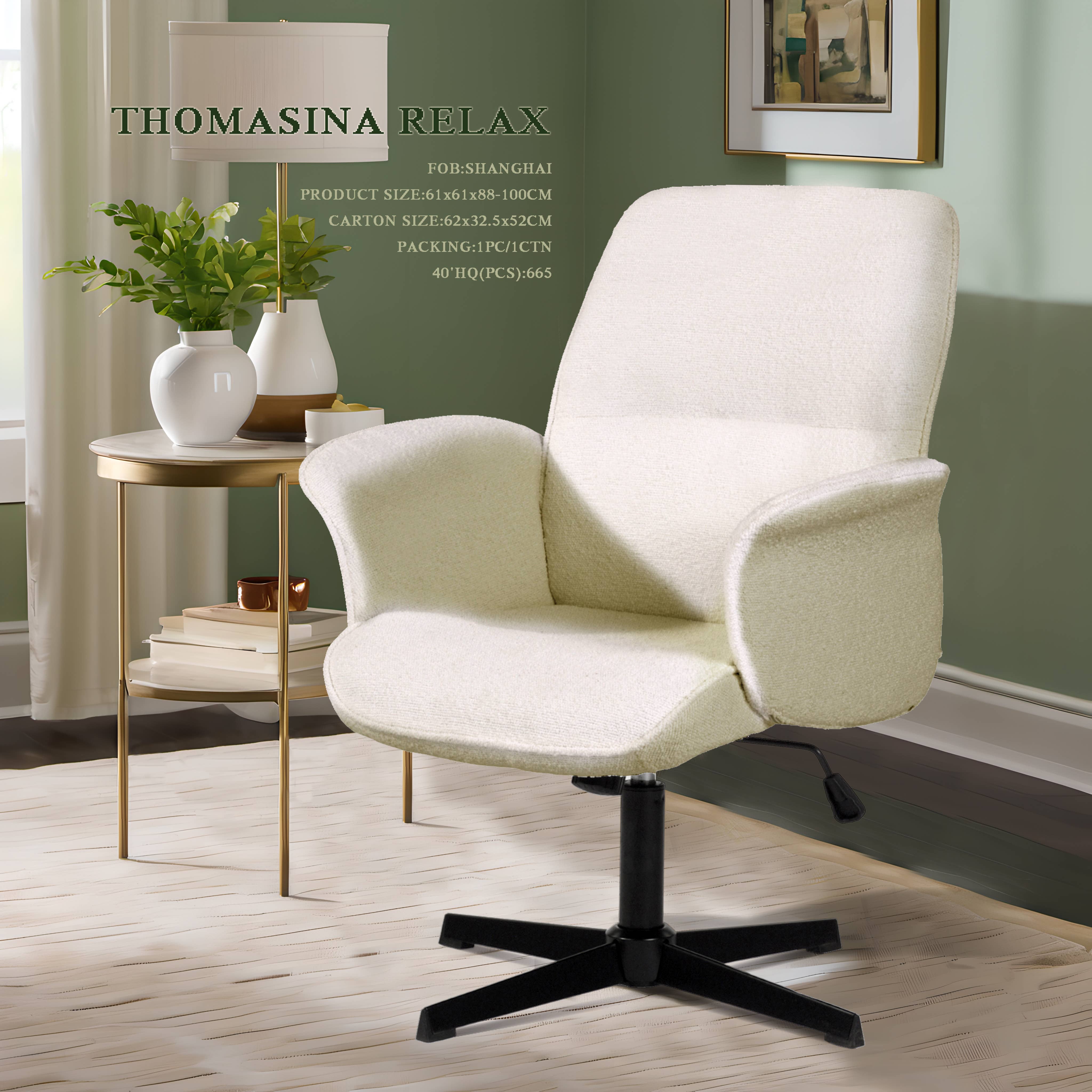 39F Inc. - Wholesale Chair - THOMASINA Relax Swivel Accent Chair/Office Chair-White4