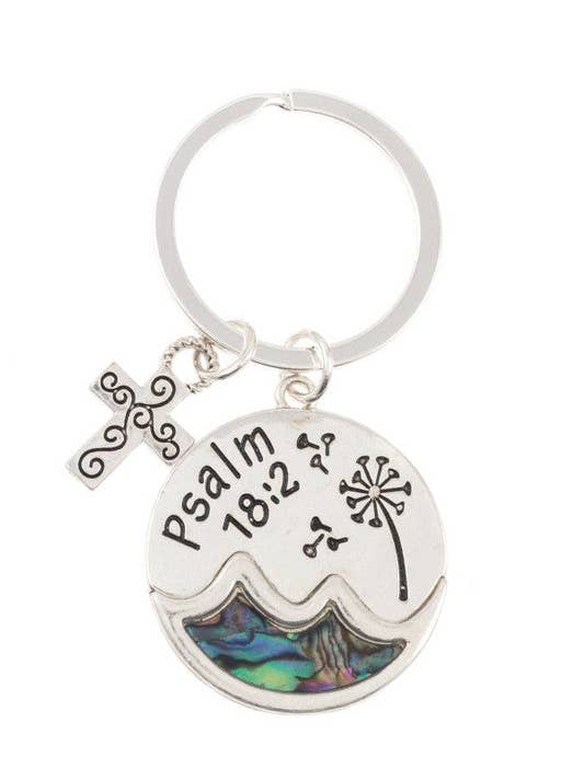 PSALM 18 2 ETCHED ROUNF KEY CHAIN for wholesale by Andrea Bijoux