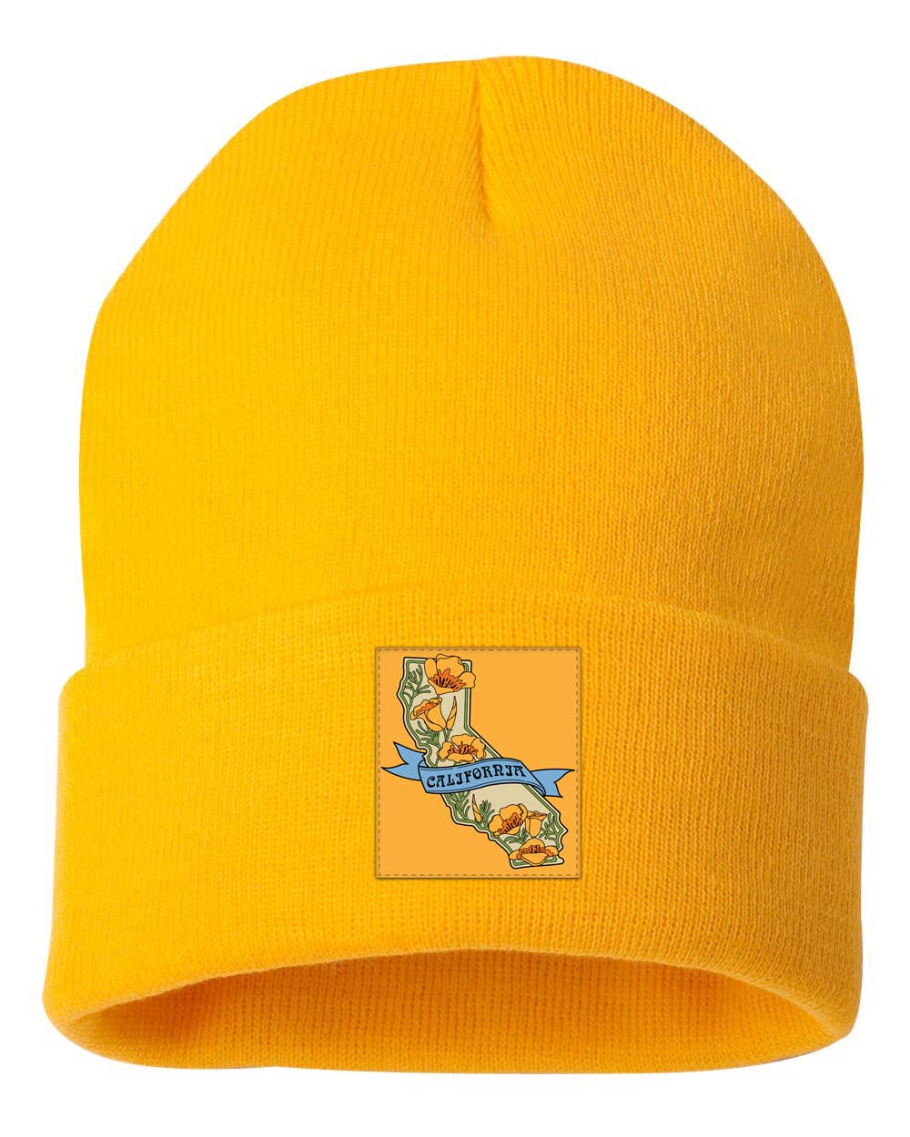 SF Mercantile - Wholesale Beanie - Unisex - California State w/ Poppies 12" Knit Beanie0