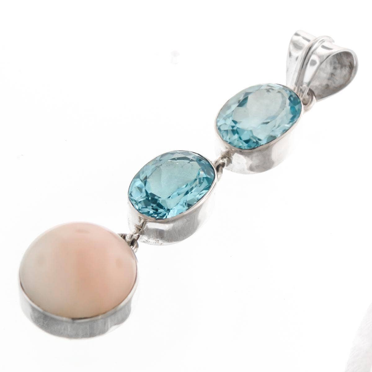 FifiRose - Venta al por mayor Collares con colgantes/abalorios - Colgante de plata de ley 925 con calcedonia y doble topacio azul, 6,7 cm.0