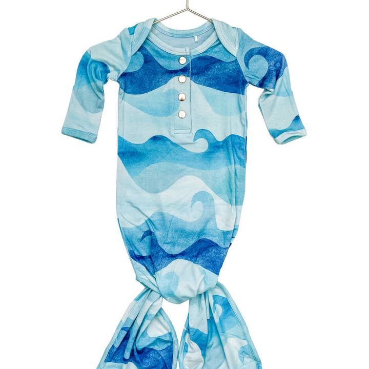 Ocean Wave Newborn Knotted Gown for wholesale by Florida Kid Co.