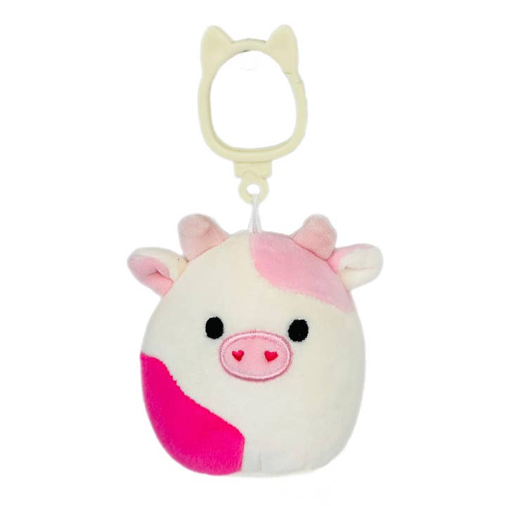 Squishmallow Valentine Plush Toy Clip Caedyn Cow 3.5" for wholesale by Authentic Street Signs