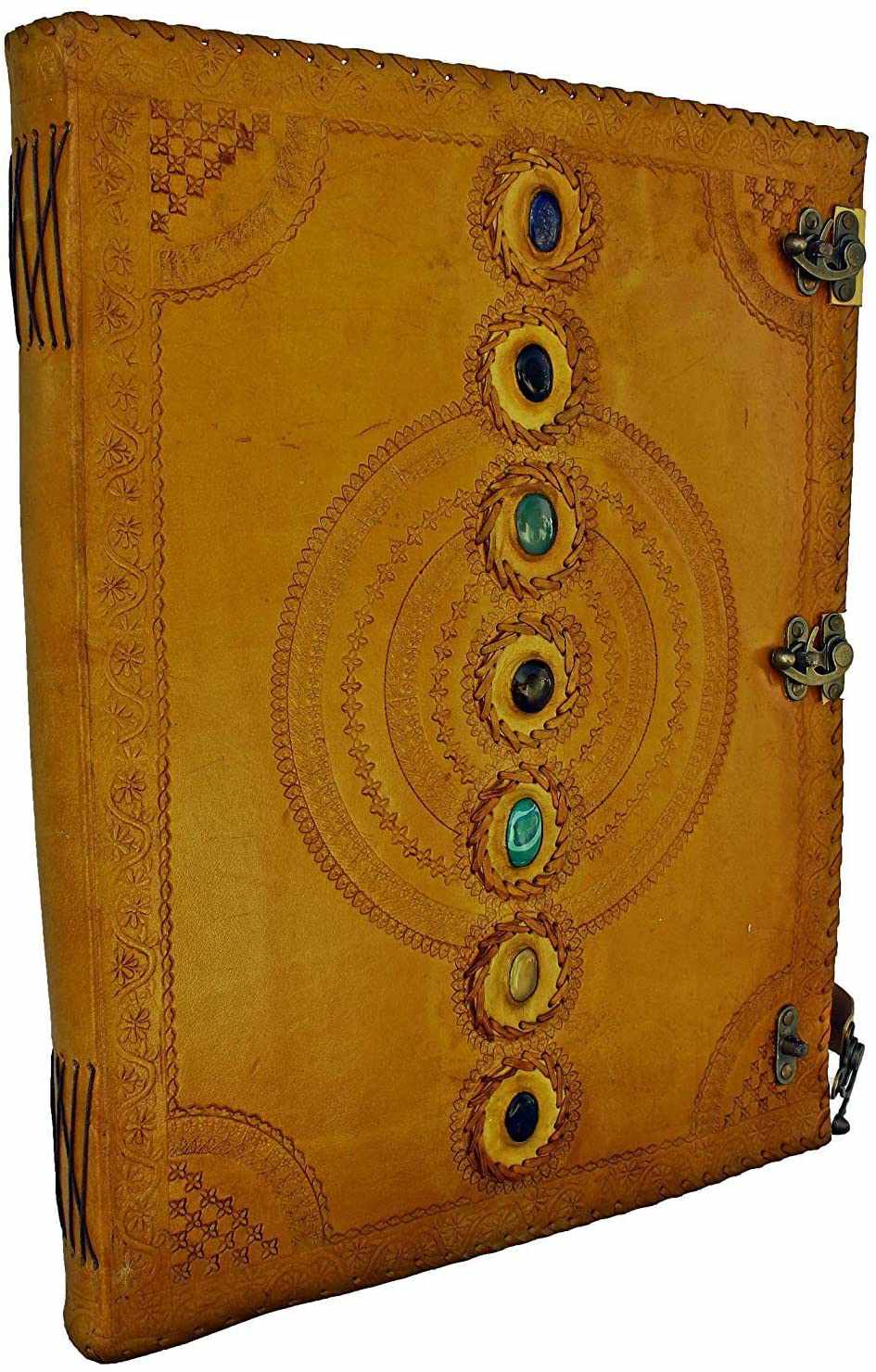 Tuzech Leather - Wholesale Journal/Diary - Seven Chakra Leather Journal – Handmade Embossed Diary 13"29