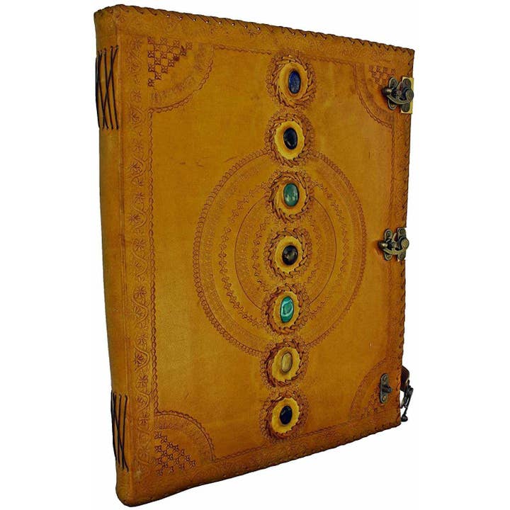 Tuzech Leather - Wholesale Journal/Diary - Seven Chakra Leather Journal – Handmade Embossed Diary 13"29