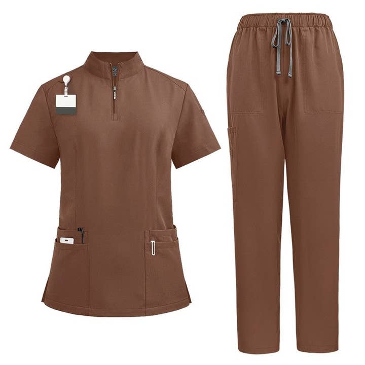 Plush Looks - Wholesale Top & Pant Set (NOT Loungewear) - Women's - Short Sleeve Straight Leg Scrub Suit2