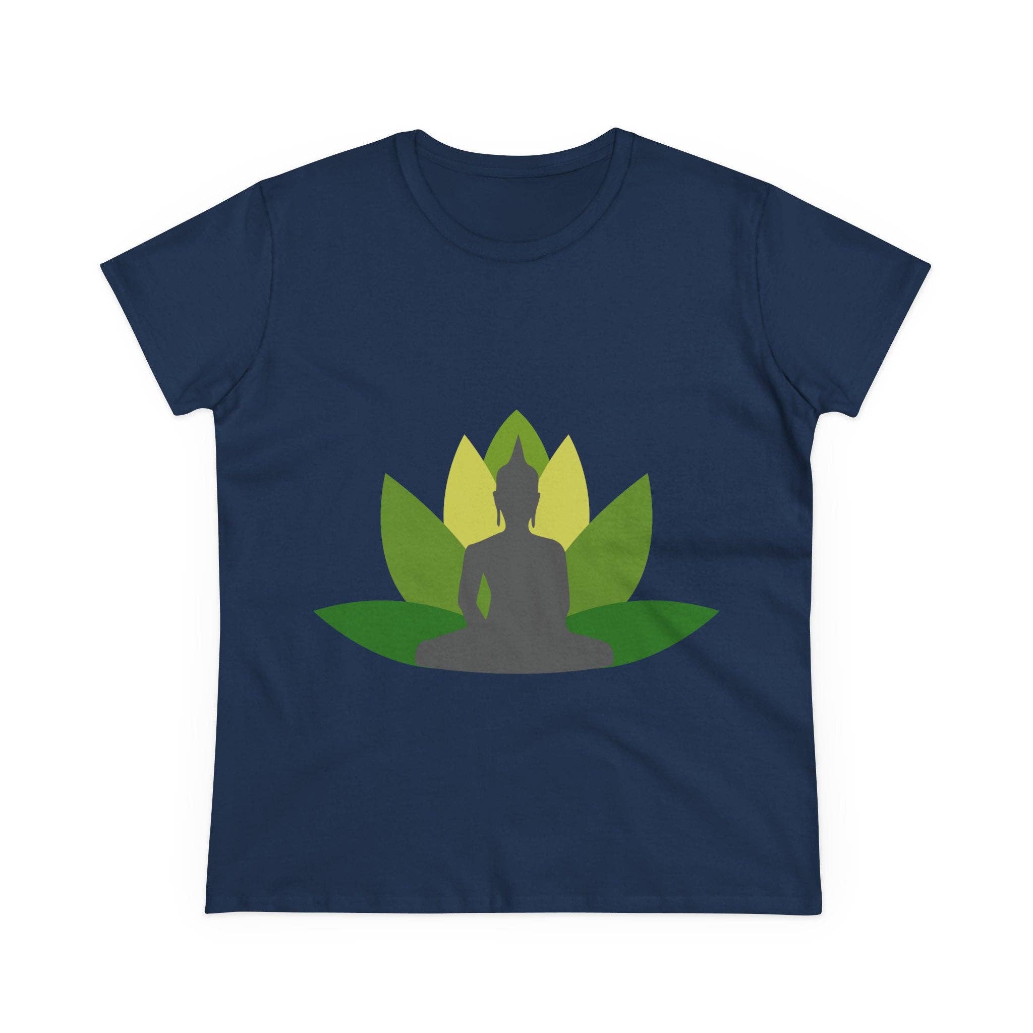 Restored By Nature Company - Wholesale Screen Printed T-Shirt - Women's - Women’s Graphic Tee – Buddha with Lotus Flower – Mid-weight Soft Cotton0