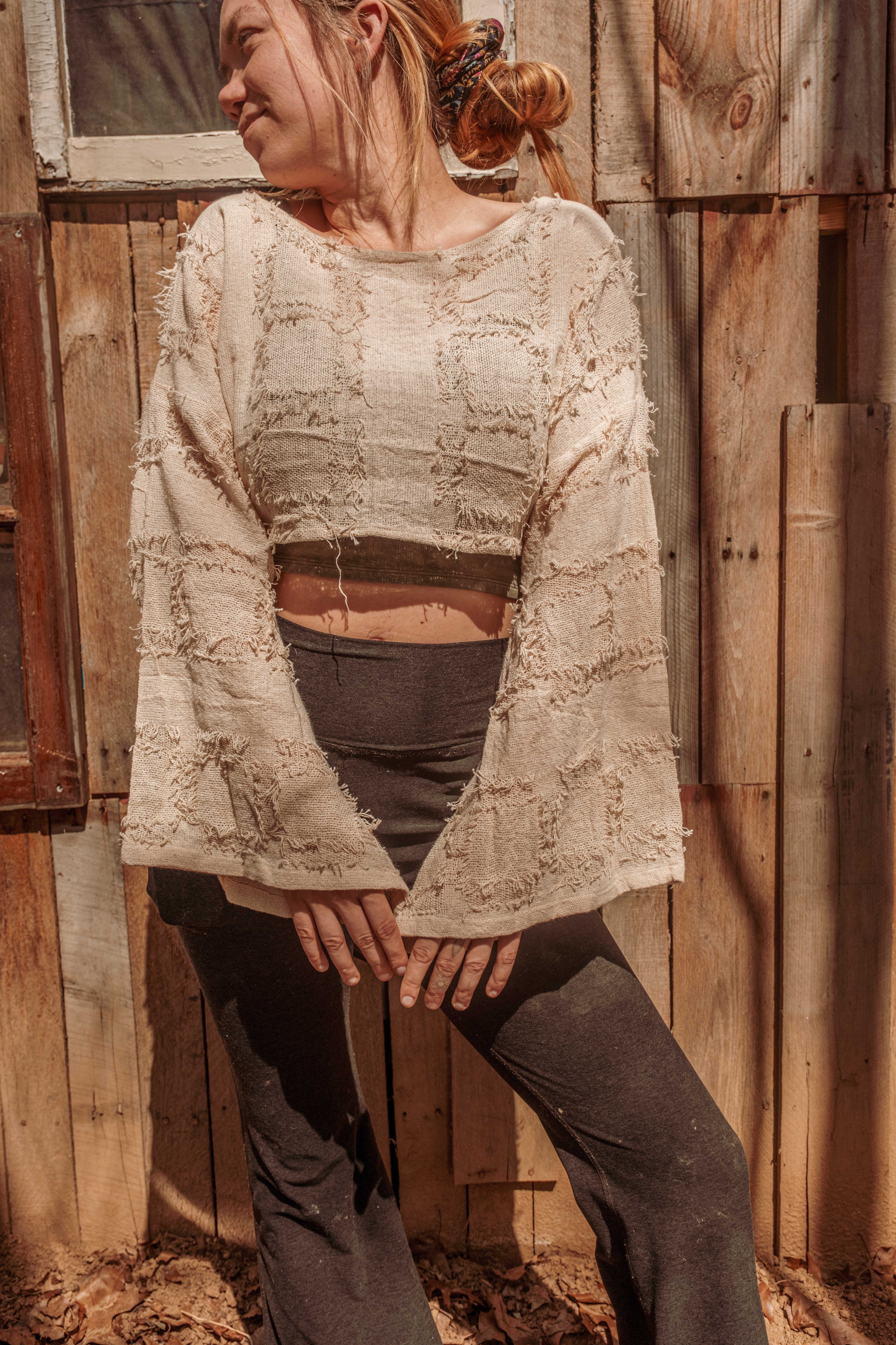 Gardenbelle Shop - Wholesale Blouse - Women's - Grunge Boho Style Bell Sleeve Crop Top, Mesh Summer Top3