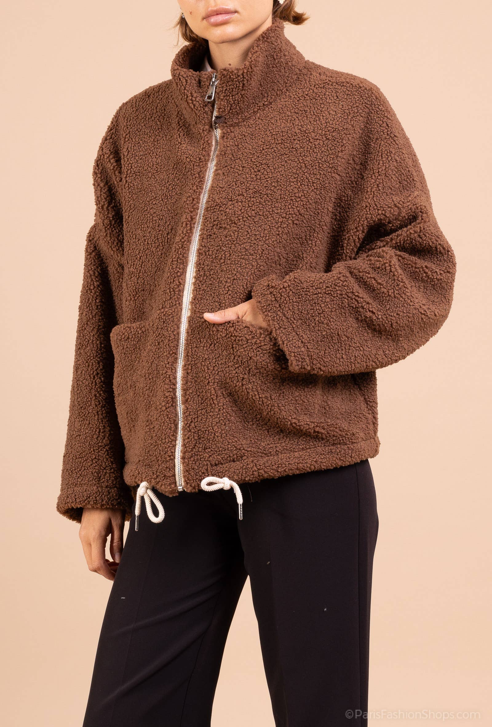 Pépouz' Paris - Wholesale Fleece - Women's - Teddy fleece zip-up jacket PV251911