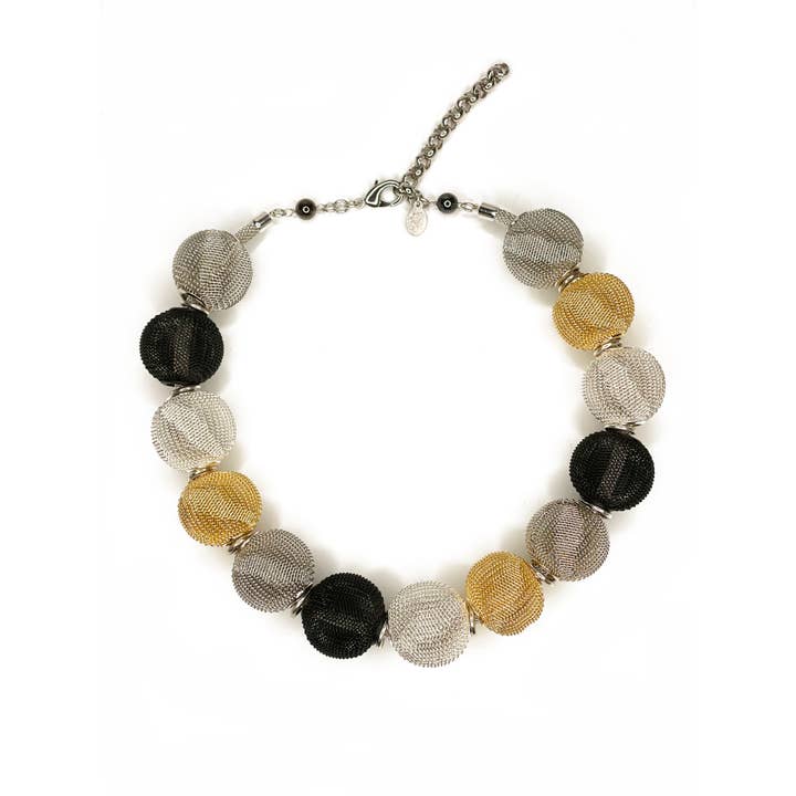 Erica Zap Designs – wholesale Beaded/pearl necklace – Mesh Necklace with All Around Large Mesh Beads2