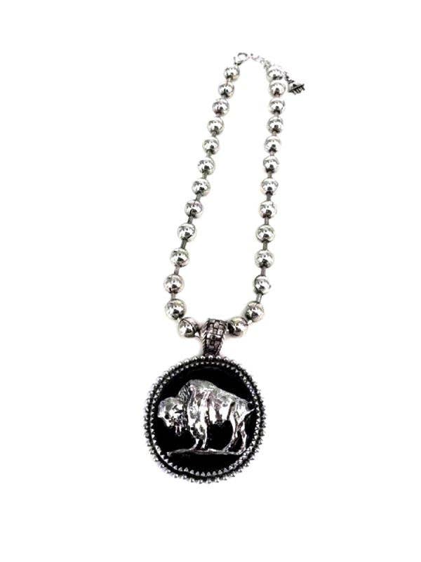 Snowing West - Wholesale Pendant/Charm Necklace - Western Buffalo Pendant Ball Necklace