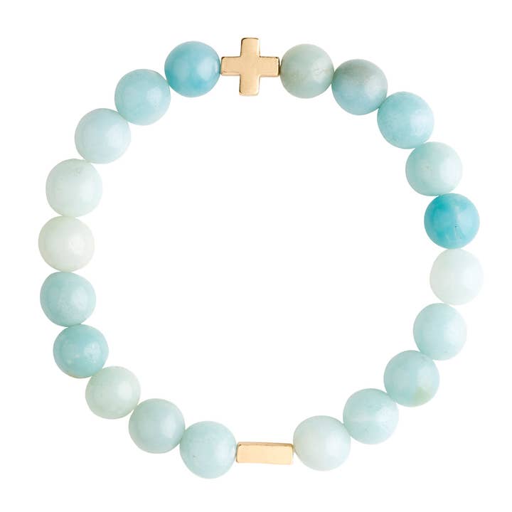 CHARGED - Vendita all'ingrosso Bracciale con perline - Bracciale elastico in oro e amazzonite
