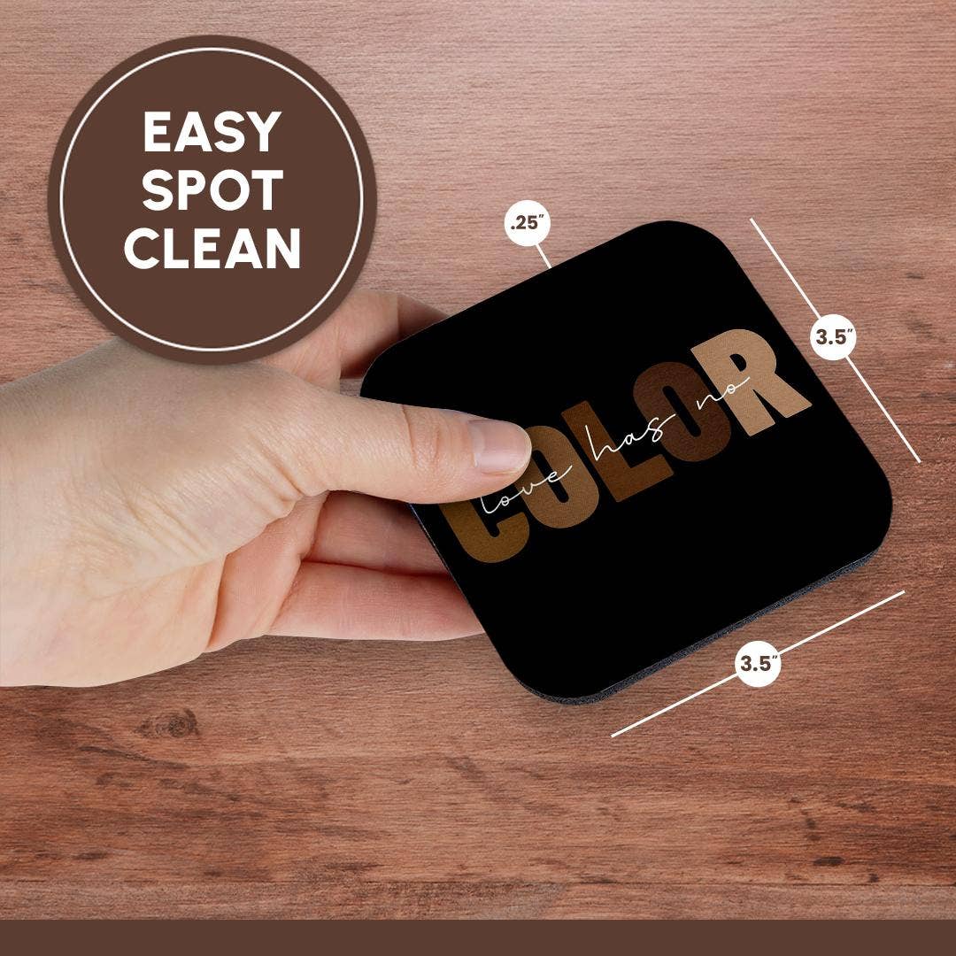 3dRose - Wholesale Coasters - 3dRose, On Black Love Has No Color Motivational Quote Gift For Friends And Colleagues , Coaster13